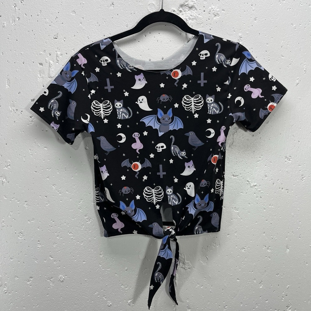 BlackMilk‎ Women's XXS Halloween Front Tie Tee